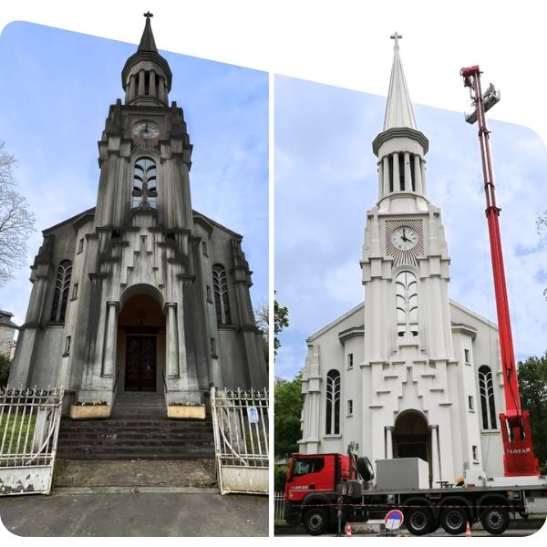 Nettoyage de facede d'eglise